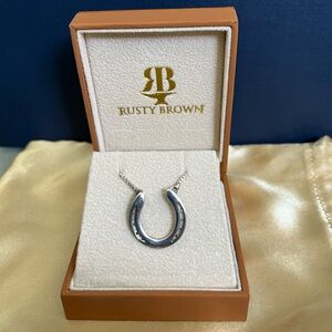 Rusty Brown Handmade Silver Horseshoe Necklace